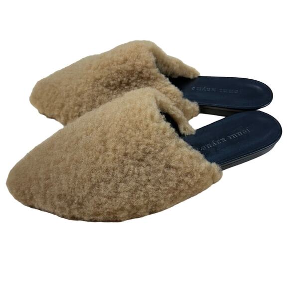 Jenni Kayne NWOB Shearling Mule Natural Color Flats Size 39 (US 9) Padded Insole - Picture 1 of 8